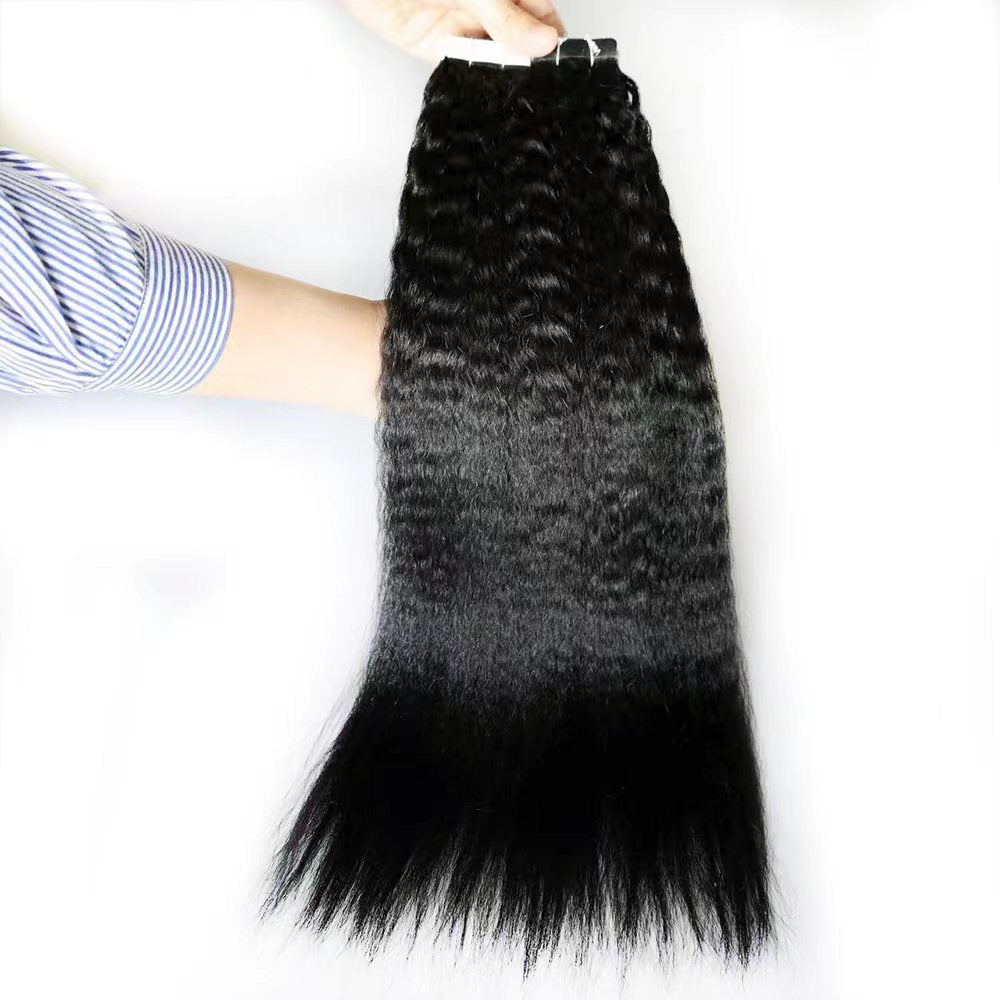 Natural Black Tape in Hair Kinky Straight Tape Extensions for Women Kinky Straight Human Hair Kinky Straight Bundles